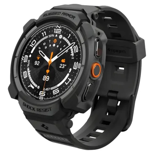 Spigen Rugged Armor Pro matná černá / Ochranný kryt s řemínkem / Samsung Galaxy Watch Ultra 2 47 mm (ACS11612)