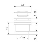 SAPHO - MINIMAL umyvadlová výpust 5/4“, click-clack, velká krytka, nerez mat MI059