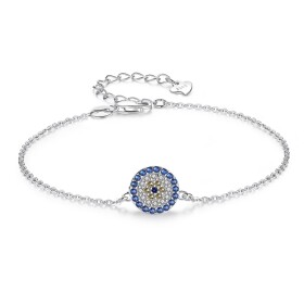 Stříbrný náramek Evil Eye, stříbro 925/1000, amulet Boží oko, Nazar, Stříbrná 16 cm + 4 cm (prodloužení)