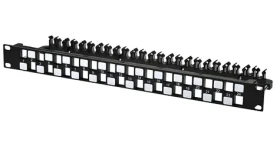 Lanview STP Cat6a 24 portů černý / Patch panel / 19" / 1U / RJ-45 / ocel (LVN127597)