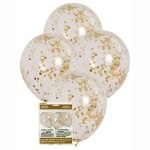 Ptakoviny.cz Balónek nafukovací - se zlatými konfetami - 6ks