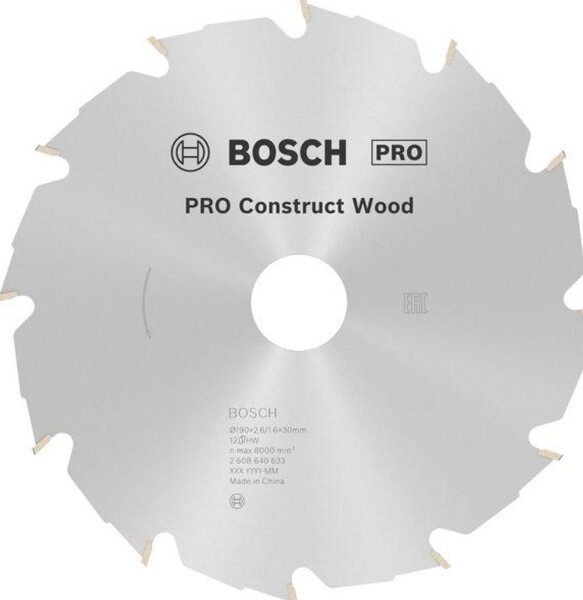 Bosch 2608640633 Pilový kotouč Construct Wood 190 x 30 x 2,6 mm, 12