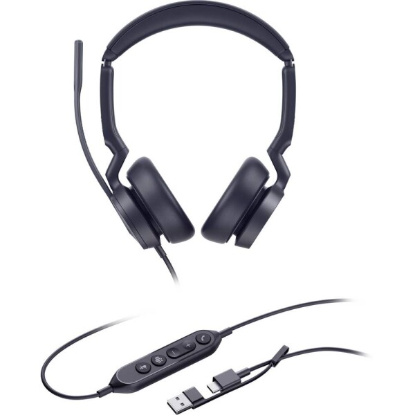 Yealink UH46 Dual Teams USB-C/A Headset otevřená (On Ear) kabelová černá telefon