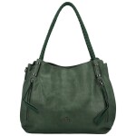 Módní dámská koženková kabelka na rameno Coveri Stipe, tmavě zelená