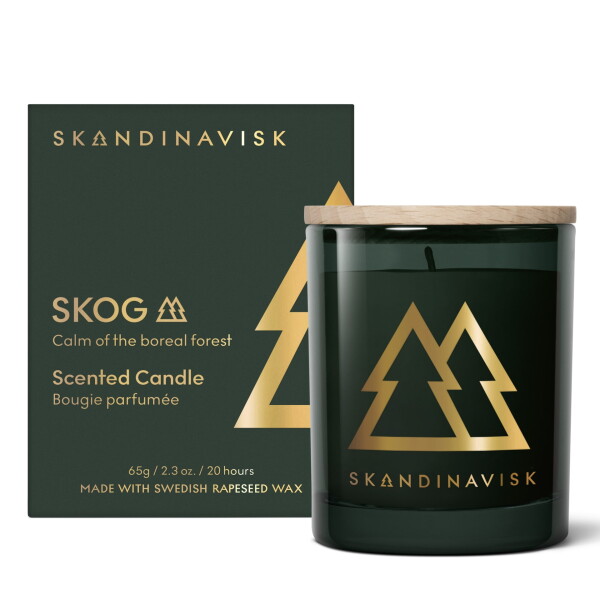 SKANDINAVISK Vonná svíčka ve skle SKOG Gold (les) 65 g – speciální edice, zelená barva, sklo