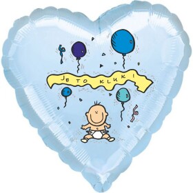 Balónek fóliový světle modré srdíčko Je to kluk! balonky.cz Balónek fóliový světle modré srdíčko Je to kluk! balonky.cz