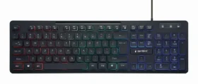 Gembird KB-UML-02 černá / multimediální drátová klávesnice / USB-A / US layout / RGB podsvícení (KB-UML-02)