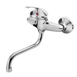 Baterie umyvadlová nástěnná, chrom, kulaté ramínko 20cm, rozteč 150mm, BALLETTO