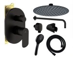 Rubineta - OLO+ULTRA-2F BLACK, podomítkový sprchový set včetně příslušenství OLBA625057