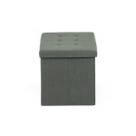 Taburet s úložným prostorem, zelená manšestrová látka