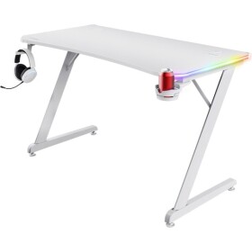 Trust GXT709W Luminus RGB bílá / Herní stůl / 120 x 60 x 74 cm / nosnost až 150 kg (25328)