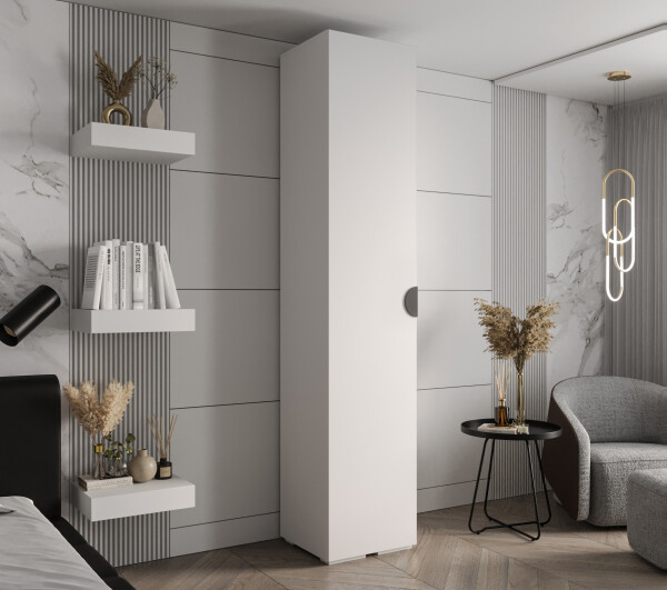 Šatní skříň Abi Inova 4 Rozměry: 50 cm, Pásky / úchyty: Černá, Barva korpusu + barva dveří: Bílá