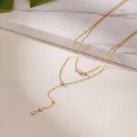 Dámský dvojitý náhrdelník z chirurgické oceli Claire, Zlatá 38 cm + 5 cm (prodloužení)