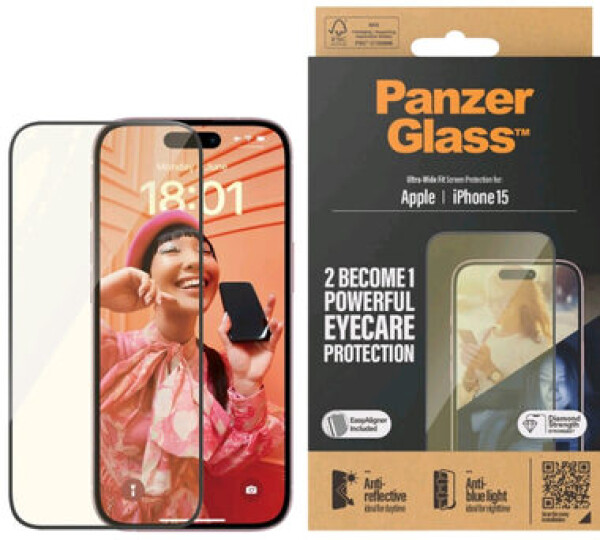 PanzerGlass UWF EyeCare Tvrzené sklo pro Apple iPhone 15 (2813)