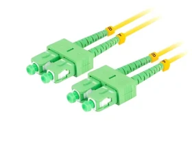 Lanberg SM žlutá / Optický patch kabel / SC/APC-SC/APC / Duplex / G657A1 / 1 m / 3 mm (FO-SASA-SD11-0010-YE)