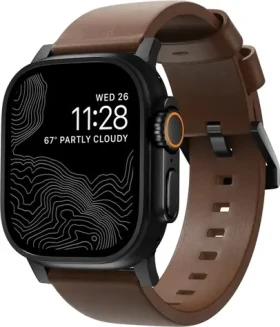 Nomad Modern Band řemínek pro Apple Watch 46mm/49mm hnědá/černá (NM01197485)