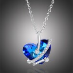 Náhrdelník Swarovski Elements Luz - srdce, Modrá 40 cm + 5 cm (prodloužení)